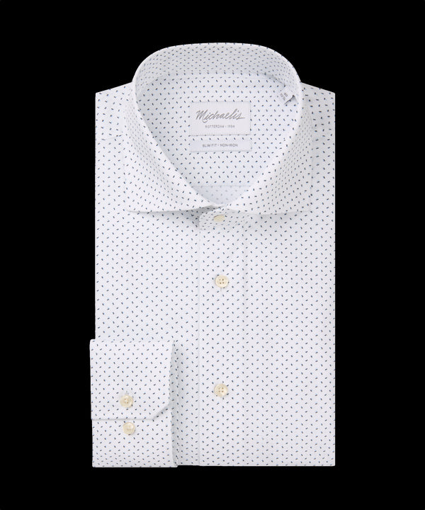 Wit overhemd met kleine visjes